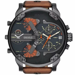 2019  reloj Montre luxe Military Clock Leather Strap 53MM Big dial DZ Stainless steel Watch Men's Sport Quartz Diesels Watch 11