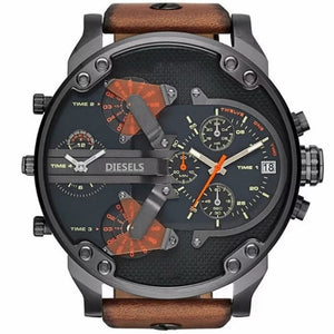 2019  reloj Montre luxe Military Clock Leather Strap 53MM Big dial DZ Stainless steel Watch Men's Sport Quartz Diesels Watch 11