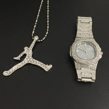 Load image into Gallery viewer, Luxury Gold hip hop jewelry stylish watch &amp; Necklace Combo Set Watch Diamond Men hip hop chain necklace Iced Out  Men Jewelry